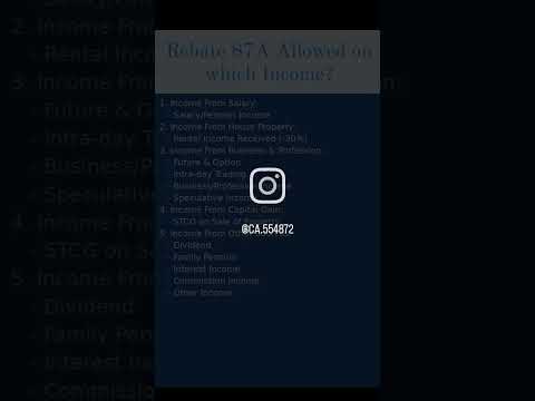 Rebate 87A Allowed on which Income?#castudents #cainterstudents #caintermediate