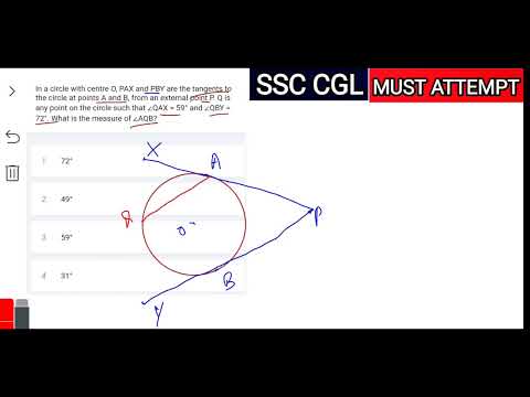 SSC CGL PYQ | In a circle with centre O, PAX and PBY are the tangents to the circle at points...