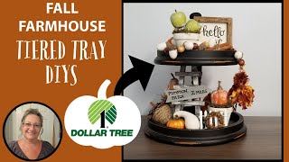 Farmhouse Fall Tiered Tray DIYS~Dollar Tree Fall Decor~Easy and Cheap Fall Decor Ideas