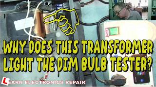 This Mains Transformer WORKS But Lights The Dim Bulb Tester.  Find Out WHY