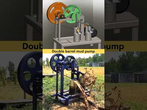 Double barrel mud pump - Working 3D Animation ✅ #cad #cam #mechanical #mechanism #3danimation