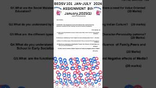 BEDSV 101 Assignment  2024- 2025 Data analysis English medium #ignou #ignou
