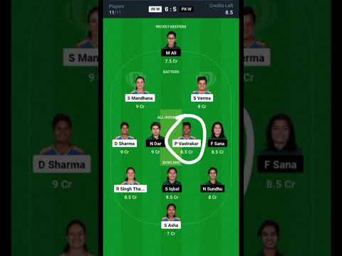 IN W vs PAK W Dream11 Team | India Women Pakistan Dream11 TODAYS Match