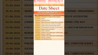 2nd year date sheet 2026 #shorts
