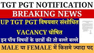 UP TGT PGT NOTIFICATION | UP TGT PGT विषयवार VACANCY घोषित इन पाँच विषयों के छात्रों की बल्ले बल्ले