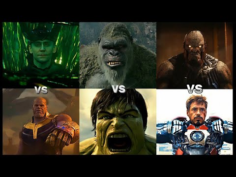 Kong vs Hulk vs Thanos vs Loki vs Darkside vs Ironman ( Godzilla, Thor, Doctor Strange, Wanda)