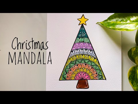 christmas mandala art 🌲✨ | mandala art | christmas card ideas💡| diy christmas card | easy drawing