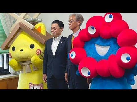 🌹🌹「しまねっこのお家」に大阪からお友だちが遊びにきたよ…ミャクミャク登場　ゆるキャラファン大集合　8月末にはしまねっこが大阪に