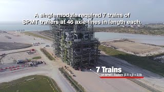 Moving massive furnace modules using the power of 322 SPMT axle-lines