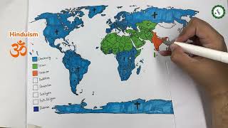 World Religion map drawing 🌍 | Drawing World map showing majority religion in each country