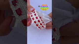 New beautiful designer red stone silver bangles, with 67% discount on instant order #shortsfeed