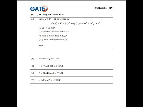 GATE 2023 Mathematics, Saddle point , Multivariable Calculus