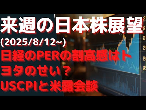 来週の日本株展望(2025/8/12~) 日経のPERの割高感はトヨタのせい？ USCPIと米露会談