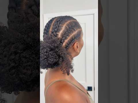Quick and easy protective hairstyle tutorial feat. cornrows into a fun 🤍 #4chair #naturalhair