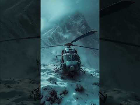 Helicopter on Snowy Mountain Top | Cold Winter with Blizzard Sound