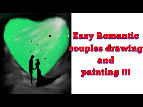 Easy Romantic couples drawing and painting in #shorts
