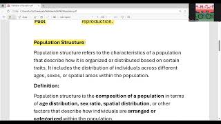 Population, Population structure, structured vs unstructured populations
