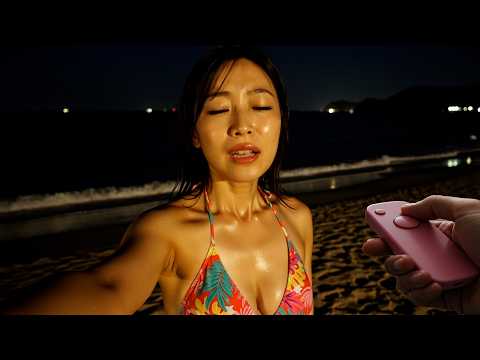 【4K】ピンクのスイッチを押す夜の砂浜😘【AI】