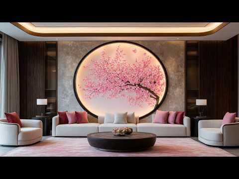 Living Room Decorating Ideas 2025 | Elegant Peach Blossom Painted Walls & Trendy Interior Design