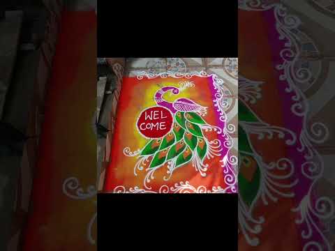 #simple rangoli # beutiful peacock Rangoli 🦚🦚😍