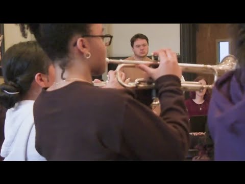 High school band prepares for a showcase on the Lincoln Center stage