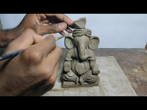 Simple wey to Make ganpati bappa / How to make ganpati by using shadu clay / ganesh murti