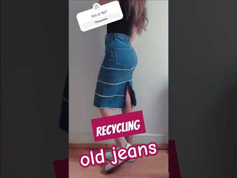 Jeans Thrift Flip 🤭 Denim midi Skirt 💙 Recycled outfit 💙 #diyfashionhacks #sewingtutorial #diy