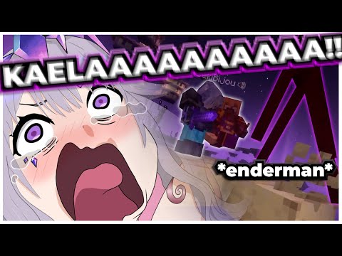 Biboo is SUPER PANIC seeing Kaela gets PUSHED by an ENDERMAN!!!