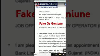 HDFC Bank Offer Letter Fake or Geniune #shortvideo
