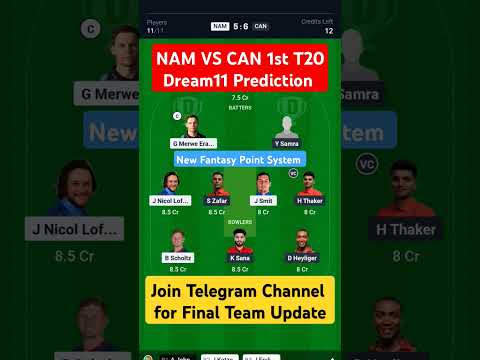 NAM VS CAN 1st T20 Dream11 Prediction | NAM vs CAN T20 Dream11 Prediction #todaymatchprediction