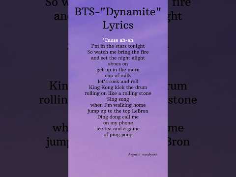 BTS-"Dynamite" Lyrics #bts #shorts