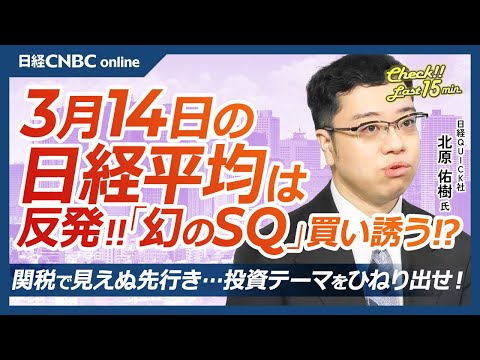 関税で先行き不透明…、金融各社の日本株・投資テーマは│NQN北原祐樹氏【3月14日(金)東京株式市場】日経平均株価は反発、幻のSQ買い誘う／春闘第1回集計はいかに／来週中銀ウィーク＆エヌビディアGTC