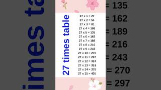 27 table maths #table of 27 #mathstables
