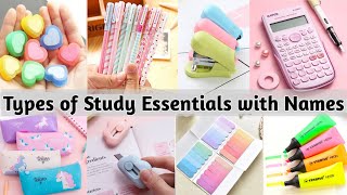 Types of study essential with names | Study stationary with names | Study products with names