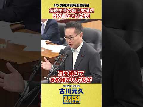 【6/5 古川元久 災害対策特別委員会】伝統工芸の復活支援にきめ細かい対応を！ #震災復興 #伝統工芸 #shorts