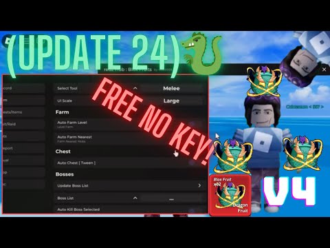 Blox Fruits script gui *no key* (Update 24🐉🐉) DRAGON FRUIT Auto farm level auto race