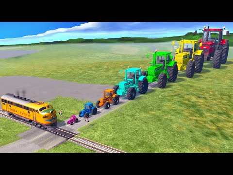 Flatbed Trailer McQueen Transportation with Truck - Speedbumps vs Cars vs Train - BeamNG.Drive #1