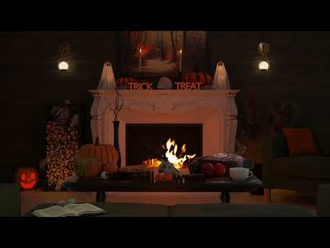 Halloween Ambience 🎃 Soothing Crackling Fire 🔥 ASMR