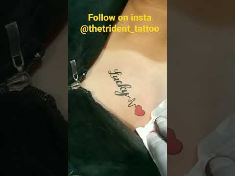 girls tattoo lovers name on heart 💓 with heart beat, sexy tattoo