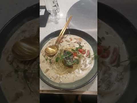 Simple Salmon Carbonara Spaghetti #yummy