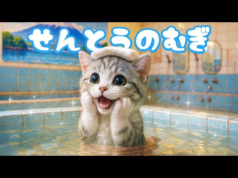 【社畜ねこのむぎ】いらっしゃい!!銭湯バイトを始めたむぎの一日に密着🐱♨️