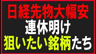 日経先物大幅安！連休明け狙いたい銘柄たち。株式テクニカルチャート分析