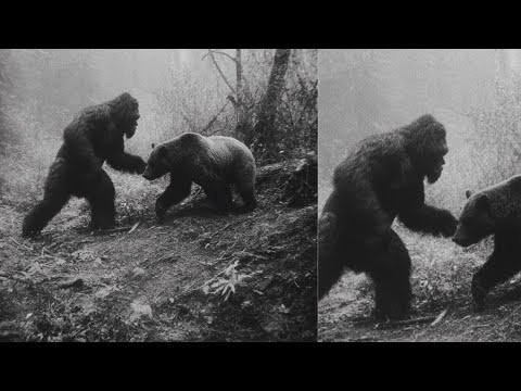 Rare footage of SASQUATCH fighting Bear - Bigfoot Story