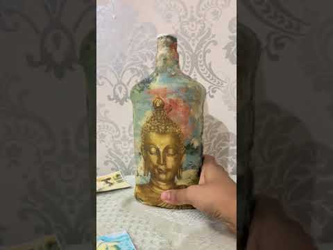 Easy decoupage||Bottle art||bottle art for begging | Budha Decoupage on bottle