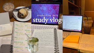 Productive Study Vlog 🍵cafe study, late night study, productive mornings, notetaking, exam week prep