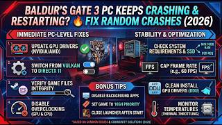 Baldur’s Gate 3 PC Keeps CRASHING & Restarting? 🔥 FIX Random Crashes (2026)