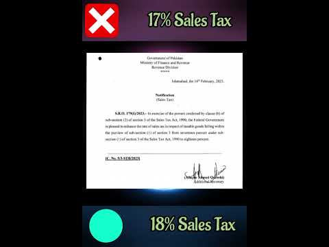 govt of Pakistan increased sales tax from 17% to 18%, on all applicable items