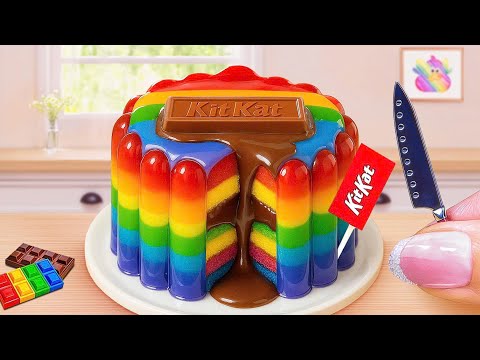 Mini Rainbow Jelly Cake Recipe With KITKAT | Satisfying Rainbow Cake Decorating Ideas