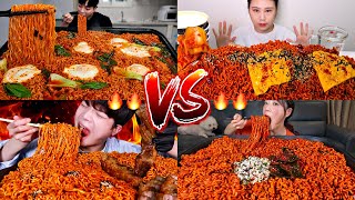 Male VS Female! OVEREATING SPICY Noodles 🔥| ASMR MUKBANG compilation