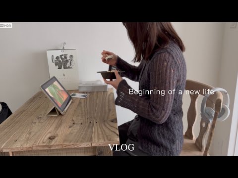 [vlog] Beginning of a new life．新人看護師の新生活👩🏻‍⚕️/ 1人暮らしも自炊も仕事も頑張りすぎない程度に頑張ろ☕️
